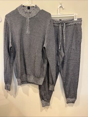 Tommy John: Cozy Gray Knit Pullover & Jogger Loungewear Set, men’s large